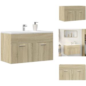 vidaXL Badkamer Wastafelkast - Badkamer Wastafelkasten - Wastafelkast - Badkamer Wastafel Kast - Wastafelkast 90x38,5x46 cm bewerkt hout sonoma eikenkleurig