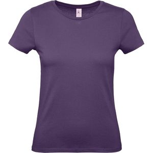 Set van 2x stuks paars basic t-shirts met ronde hals voor dames - katoen - 145 grams - paarse shirts / kleding, maat: S (36)