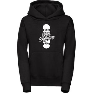 B&C Hoodie Skate Boarding - Zwarte Hoodie met Capuchon - Skateboard Hoodie - Skate Hoodie - Maat: 122/128