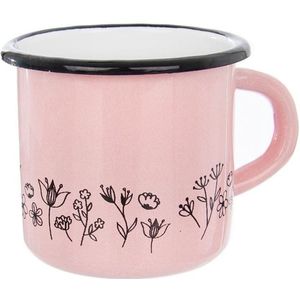 Mok Geëmailleerde Roze LOUKA 400 ml - Koffiemok - Theebeker - Koffie - Beker