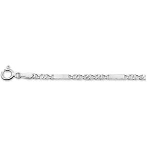 YO&NO -  Armband  - Zilver - Valkenoog - 2,3mm 18cm -Sieraden vrouw - Heren - Gerhodineerd - Zilver 925