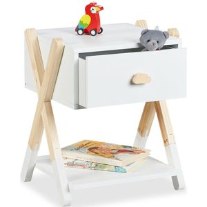 nachtkastje kinderkamer - 42x34x32 cm - houten poten - wit