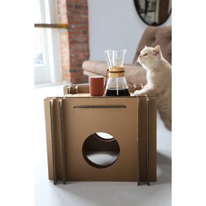 Kartonnen katten kubus - Kattenhuis en bijzettafel - Kartonnen kattenhuis - 43x43x33 cm - KarTent