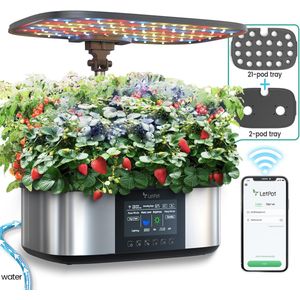 LetPot Max - 21 Pods Hydroponics Growing System - Tot 5 keer snellere groei - Supersnel resultaat - Altijd verse kruiden en groenten uit eigen keuken – Volautomatische verzorging via app - Zonder aarde, viezigheid of gedoe