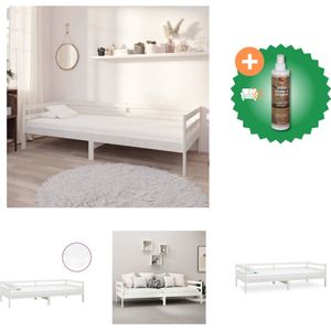 vidaXL Slaapbank met matras massief grenenhout wit 90x200 cm - Bed - Inclusief Houtreiniger en verfrisser