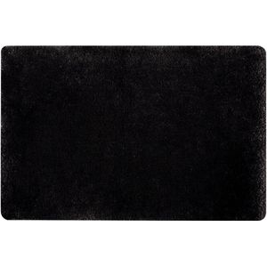 Spirella badkamer vloer kleedje/badmat tapijt - Supersoft - hoogpolig luxe uitvoering - zwart - 60 x 90 cm - Microfiber - Anti slip - Sneldrogend
