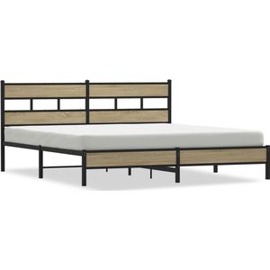 vidaXL - Bedframe - zonder - matras - metaal - sonoma - eikenkleurig - 183x213 - cm