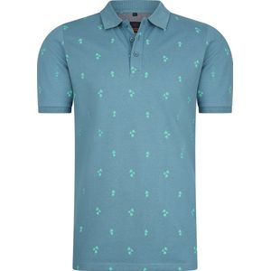 Mario Russo Polo Palm Tree Petrol Blue XL