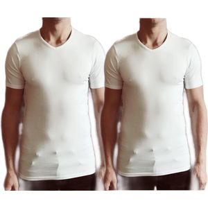 Dice mannen T-shirt 2-stuks met hoge V-hals wit maat XXL
