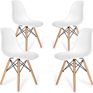 Mima® Eetkamerstoelen set van 4 - Eetkamer Stoelen - Wit- Keukenstoelen- Wachtkamer stoelen- Modern- Urban- Easy Cleaning