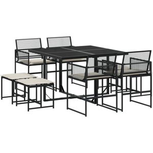 vidaXL 9-delige Tuinset Poly Rattan Zwart Tuinmeubleset - Buitentijd - Lounge Set - Eetkamerset - Patio Furniture