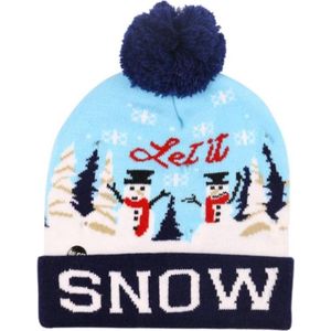 *** Kerstmuts | Zwart | Sneeuwpop | LED verlichting | Kerst Beanie voor Volwassenen en Kinderen | Beanie met kerstverlichting- van Heble® ***