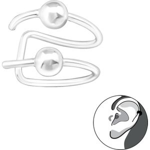 ear cuff zilver met bolletjes | oorklem dames zilver | chain Ear Studs | zilverana | Sterling 925 Silver