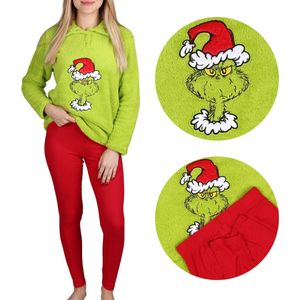 The Grinch Tweedelige pyjama voor dames, lange mouwen, feestelijk