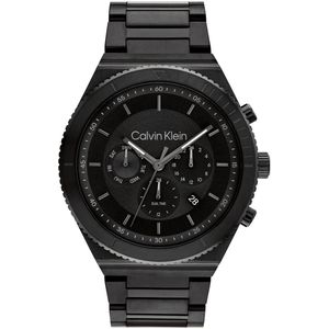 Calvin Klein CK25200303 CK FEARLESS Heren Horloge - Mineraalglas - Staal - Zwart - Ø 45 mm - 44 mm breed - Quartz - Vouw/Vlindersluiting