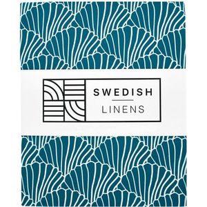 Swedish Linens - Kussensloop Seashells (60x70cm) - Kussensloop - Moroccan Blue