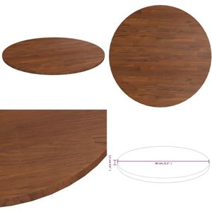 vidaXL Tafelblad rond Ø80x1,5 cm bewerkt massief eikenhout donkerbruin - Tafelblad - Tafelbladen - Houten Tafelblad - Blad