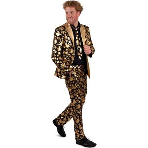 PartyXplosion - Hippie Kostuum - Golden Blitse Cannabizniz - Man - Goud - Maat 62 - Carnavalskleding - Verkleedkleding