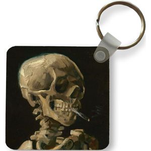 Sleutelhanger - Kop van een skelet met brandende sigaret - Vincent van Gogh - Plastic - Rond - Uitdeelcadeautjes