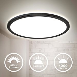 B.K.Licht - LED Plafonniére - zwart - plafondlamp - rond (Ø42cm) - 4.000K neutral wit licht