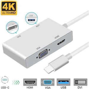 Type C naar HDMI 4K Adapter USB 3.1 - USB C naar HDMI VGA DVI USB 3.0 USB HUB Multiport Video Converter Geschikt voor: MacBook / MacBook Pro / Chromebook Pixel / Samsung Galaxy naar HDTV / Monitors / Projector