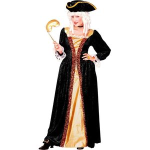 Widmann - Middeleeuwen & Renaissance Kostuum - Venetiaanse Edelvrouw Ms Vaporetto Kostuum - Zwart, Goud - Small - Carnavalskleding - Verkleedkleding