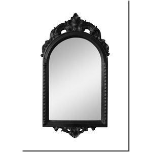 Spiegel met kuif zwart - Sierspiegel Ambra Hoogglans Zwart Buitenmaat 52x95 cm - Luxe spiegel voor hal, toilet of toiletruimte - Ook geschikt voor badkamer - Italiaanse spiegel - Kasteelspiegel