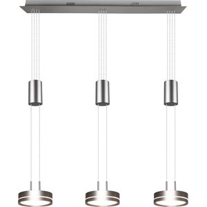 LED Hanglamp - Hangverlichting - Trion Franco - 21.6W - 3-lichts - Warm Wit 3000K - Dimbaar - Rond - Mat Nikkel - Aluminium
