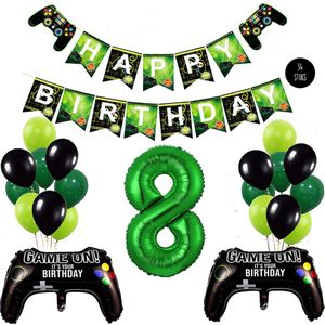 Snoes Mega Game Gamers Helium Verjaardags Ballonnen Feestdecoratie Green Cijfer Ballon nr 8