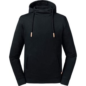 Russell Volwassenen Unisex Pure Organic High Collar Hooded Sweatshirt (Zwart)