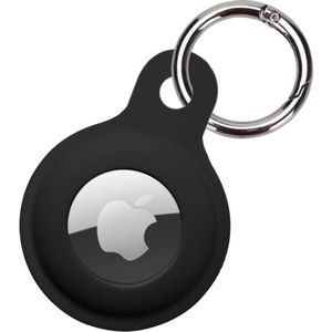 Hoesje Geschikt voor Apple AirTag Hoesje Sleutelhanger Houder - Siliconen Hoesje Geschikt voor Apple AirTag Hoesje - Zwart