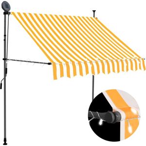vidaXL-Luifel-handmatig-uitschuifbaar-met-LED-100-cm-wit-en-oranje