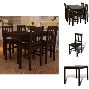 vidaXL Houten Eethoek - 5-delige set - Bruin - Grenenhout - 108x65x73cm - Set tafel en stoelen