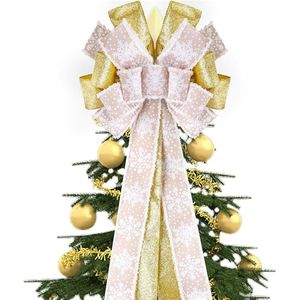 Grote Kerstboomboog, 120x30cm Champagne Goud Kerstboomtopperboog Glitter Gouden Kerstversiering voor Kerstbomen Voordeur Muur Kransen Binnen en Buiten