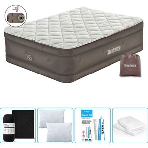 Bestway luchtbed - 2-Persoons - 152 x 203 x 51 cm - Bruin - Inclusief pomp - Hoeslaken - Kussen - Kussenbeschermer en Reparatieset
