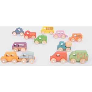 Regenboog Houten Voertuigen Set - Pk12