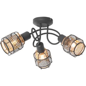 QAZQA noud - Design Plafondlamp - 3 lichts - Ø 50 cm - Zwart Goud - Woonkamer | Slaapkamer | Keuken