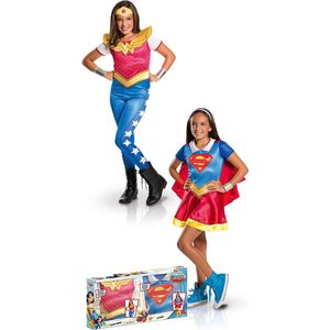 Supergirl™ en Wonder Woman™ kostuum set voor meisjes - Verkleedkleding