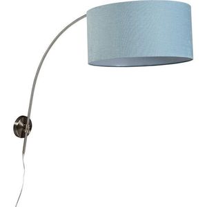 QAZQA arc - Moderne Wand booglamp voor binnen - 1 lichts - D 890 mm - Blauw - Woonkamer | Slaapkamer | Keuken