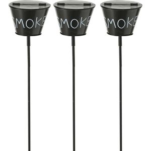 3x stuks terras asbak zwart 110 cm staand - Buiten asbakken - Tuin artikelen