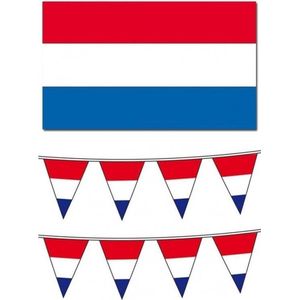 Nederlandse vlag met 2 vlaggenlijnen pakket - Straatversiering pakket