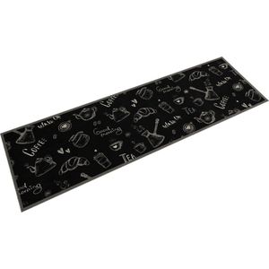 vidaXL Keukenmat - 45x150 cm - Wasbaar Fluweel - Zwart