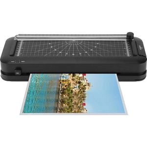 Thermische A4 Lamineermachine Max Breedte 230 mm Warm en Koud - Snelle opwarming, hoekopboller en perforator - 10 lamineerhoezen - Thuiskantoor