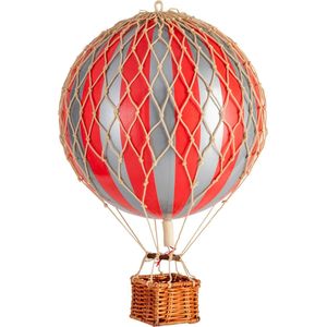 Authentic Models - Luchtballon Travels Light - Luchtballon decoratie - Kinderkamer decoratie - Zilver Rood - Ø 18cm