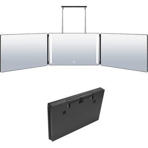 3-weg make-upspiegel met LED verlichting - Inklapbare trifold spiegel voor perfect kapsel