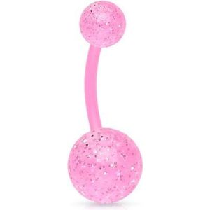 Piercing flexibele bio plast spikkel roze