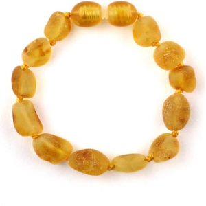 Baby/Kind - Barnsteen armbandje - Ovalen ruwe kraaltjes - Honing