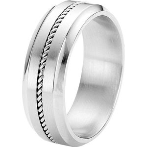 Lucardi Heren Ring kabel - Ring - Cadeau - Vaderdag - Staal - Zilverkleurig