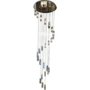MBC Light -Square - vide lamp - rvs glans ophangplaat 60cm - 250cm lang - cristal blokken - g4 led - afstandsbediening dimbaar