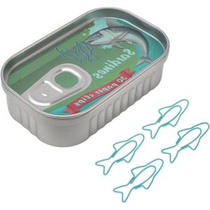 30 Stuks Schattige Vis Paperclips Blauw en Watergroen - Metalen Paperclip Set met Opbergdoos